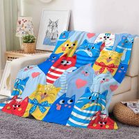 2023 Funny Cats Flannel Blankets Cartoon Animals Splicing 3D Printed Throw Blanket Office Nap Baby Comfort Quilts Dropshipping