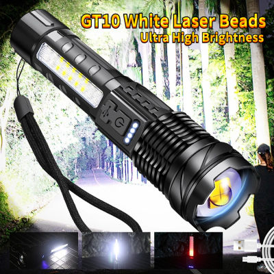 LED High Power Zoom Tactical Flashlight USB Rechargeable Portable Flash Torch Camping Fishing Strong Light Outdoor Lights