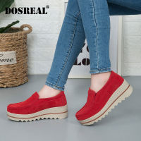 DOSREALีรองเท้าผู้หญิงรองเท้าผ้าใบของผู้หญิงSLIPบนหนังรองเท้าส้นเตี้ยสตรีส้นLoafersสำหรับผู้หญิงหนาด้านล่างรองเท้าลำลองผู้หญิงขนาดใหญ่ 42