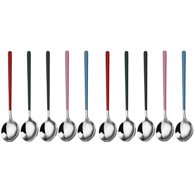 10 Pack Soup Spoons,Stainless Steel Ice Cream Soup Spoons Coffee Spoons Teaspoons,for Dinner Long Handle Table Spoon