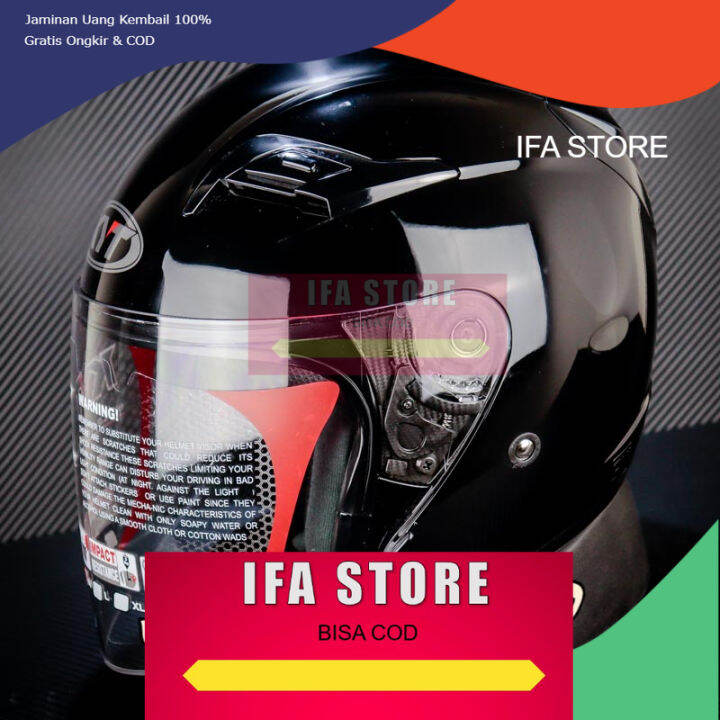 KYT HELM VENOM OPEN JUNIOR SOLID / BLACK GLOSSY / HELM ANAK IFA HELMET