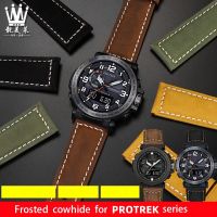 ✤ Frosted leather watchband for CASIO PROTREK series prg-600/prg-650/prw-6600 Leather Wristband 24mm mens watch belt accessories