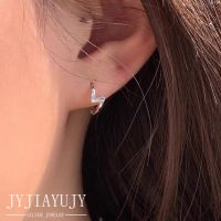 ✨J&amp;y สีเงิน✨ พร้อมส่ง ต่างหูห่วง เงินแท้ 100% S925 รูปตัว Z เครื่องประดับแฟชั่นเกาหลี ของขวัญ E154