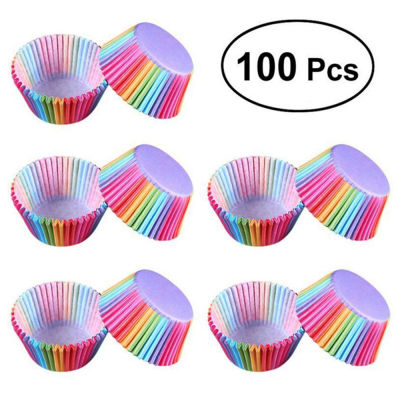 100 Tray Chocolate Paper Cup Muffin Packs Glutinous Cake Rainbow Pvc