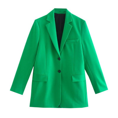 Za  Womens Suits With Skirt Green Straight Blazer Set 2 Pieces Skirt Mini Midwaist Slit Fashion High Street Casual Chic