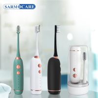 SARMOCARE แปรงสีฟันไฟฟ้าล้ำเสียง X100แบบชาร์จไฟได้แปรงสีฟันแบบพกพาฟอกสีฟันกันน้ำ IPX7