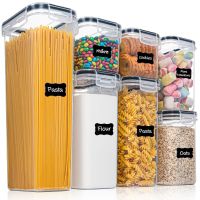 7Pcs Food Storage Box Container Set Kitchen Transparent  Jar Noodles Legume Cereals Rice Pasta Food Storage Holder 50LB