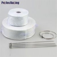 Motorcycle Exhaust Thermal Exhaust Tape Fiberglass Heat Shield Tape Cloth Roll with Stainless Ties Header Heat Wrap Adhesives Tape