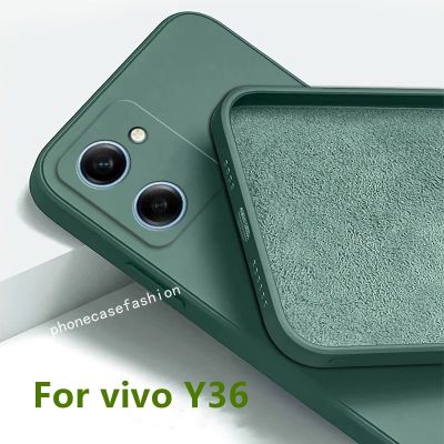 เคสมือถือ Vivo Y36 4G Y27 NFC Y78 2023 5G เคสโทรศัพท์แบบที่มีของของเหลวซิลิโคนนิ่มพร้อมกระเป๋าใส่กล้อง