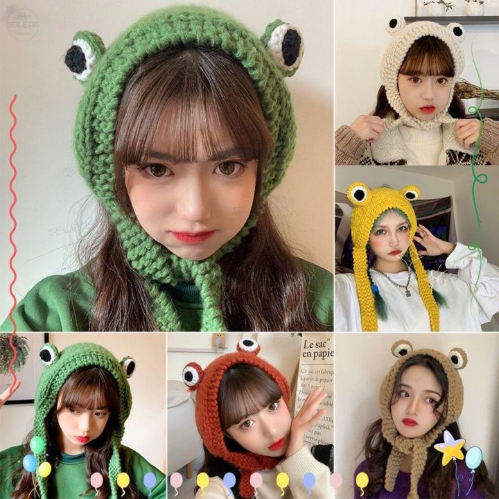 Frog Hat Cute Knitted Woolen Hat Big Eyes Frog Hair Band Hat Frog ...