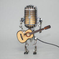 Metal Microphone Robot Desk Accessories Vintage Resin Microphone Ornament For Halloween Party Bars Decor Tools Decorative Lamp