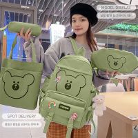 4pcs Set ChildrenS School Backpacks Including Pendant WomenS Bagpack Bookbag Laptop Teens Students