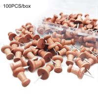 100pcs With Storage Box For Cork Notice Board Paper Holder Wood Push Pin Thumb Tack Universal Binding Supplies School Practical Clips Pins Tacks