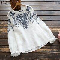 COD dhdfxcz ZANZEA Women Long Sleeve Ruffled Floral Embroidered Blouse