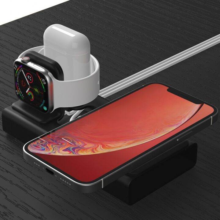 3 In 1 Wireless Chargers Base Stand Aluminum Silicagel For Magsafe