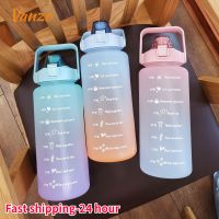 Water Bottle 2 Liters Cute Sport School Office Gym with Lid and Straw Timescale Reminder Bottles for Girls Free Shipping Items