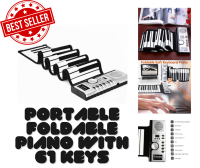 Portable Foldable Piano with 61 Keys Flexible Roll Up Soft Keyboard เปียโน 61 คีย์ เปียโนเเบบพกพาพับเก็บสะดวก