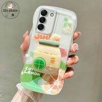 โทรศัพท์ Shy สร้อยข้อมือมีที่ยึดชามะนาวสำหรับฤดูร้อนเคสโทรศัพท์มือถือ Samsung ใหม่ S20เคสโทรศัพท์มือถือ S21/22เคสป้องกันโปร่งใสเคสโทรศัพท์มือถือสำหรับผู้หญิงตก