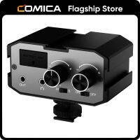 Comica CVM-AX1 DSLR อะแดปเตอร์เสียง,ไมโครโฟนอะแดปเตอร์ผสมเสียงที่มีการตรวจสอบเวลาจริง,ช่องคู่3.5มิลลิเมตรพอร์ตกล้องผสมสำหรับ Canon Nikon So-Ny พานาโซนิคกล้อง DSLR กล้องวิดีโอ