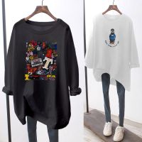 Japan Station autumn Korean loose round neck Tshirt Sweatshirt print long sleeve blouse Lengan panjang baju perempuan murah 宽松T恤长袖上衣女韓版百搭 衣服