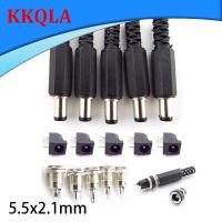 QKKQLA Shop 12V 5.5*2.1MM DC Male Plugs DC022 DC099 Power Socket Female Jack Screw Nut Panel Mount Connector Panel diy plug 5.5 x 2.1mm