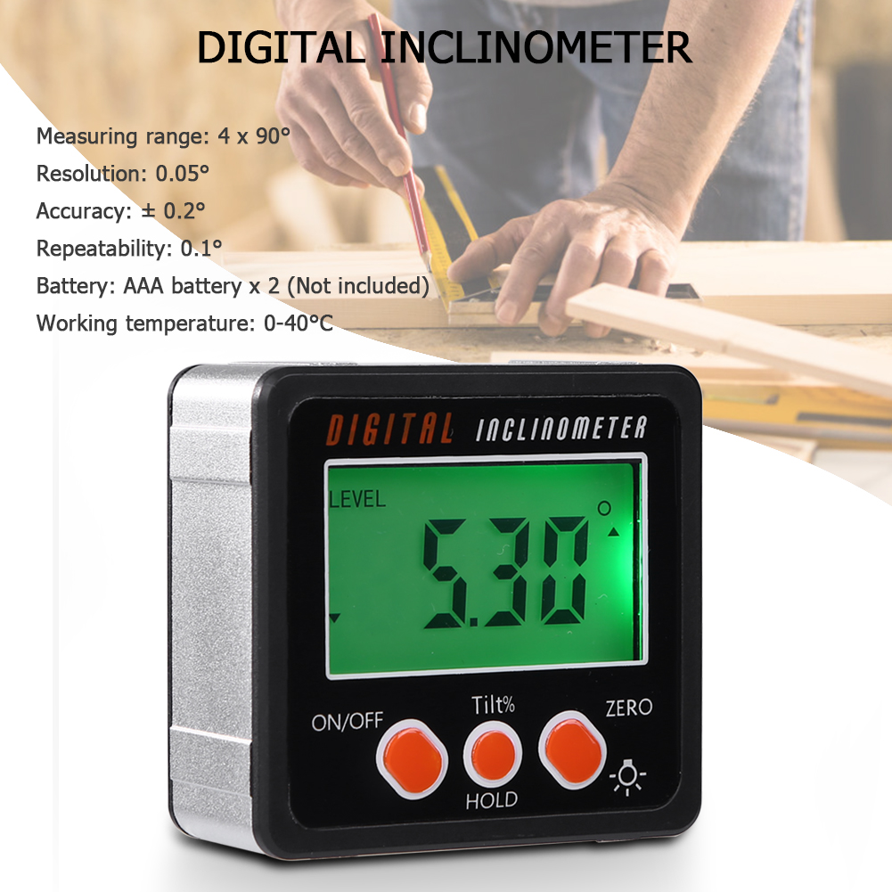 Number-one Digital Angle Gauge Level Box 2-in 1 Digital Protractor Inclinometer IP65 Waterproof Level and Angle Finder with LCD Backlight and Magnetic Base Calculating for Carpentry Building Masonry 