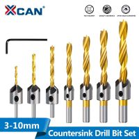 XCAN Drill Bit 3-10mm Titanium Coating Countersink Drill Bit Set with Hex Key Screw Hole Drill Cutter HSS Woodworking Tool Drills Drivers