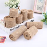 Pure color linen roll jute  DIY handmade Christmas wedding craft linen strip natural jute roll table flag chair back fabric