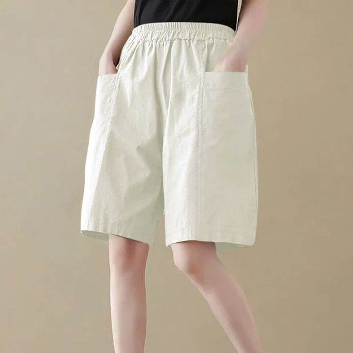 women's cotton shorts with elastic waist