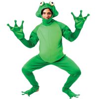 2023 Men Funny Frog Cosplay Costume Novelty Adult Animal Halloween Cosplay Party Jumpsuit Outfit Overalls Plus Size Oversize Clothes