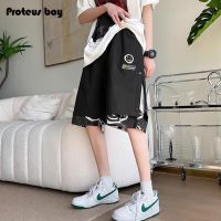 2023 New Fashion version ProteusBoy trendy brand side-breasted stitching double-layer summer thin pants loose sports casual shorts men