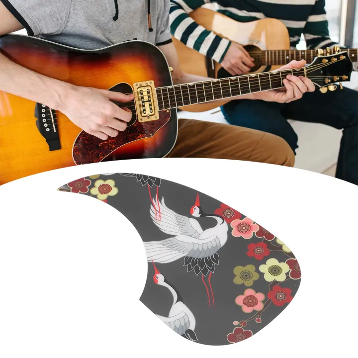 Acoustic Guitar Pickguard Crane Pattern Drop Shape Pick Guard Plate PVC