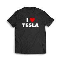 เสื้อผ้าผชเสื้อยืด ลาย I Love TeslaS-5XL  D08M