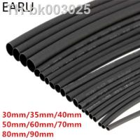 ◐✻ Round Diameter 30mm/35mm/40mm/50mm/60mm/70mm/80mm/90mm Length 1M Heat Shrink Tubing Shrinkable Tube Black Wire Wrap