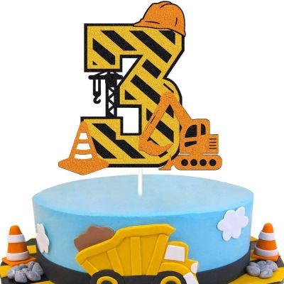 【CW】♗❒  Construction Toppers Kids 1 2 3 4th Engineering Birthday Decoration
