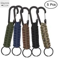 Glaynnnnis พวงกุญแจ Paracord ภายนอกเชือกผูกถักคาราบิเนอร์เครื่องมือกลางแจ้ง5ชิ้น/ชุด