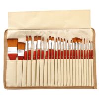 24 Pcs Multi-Purpose Flat Paint Brush Kit Portable Nylon Paint Brush Set For IDEAL For Student Beginner Aritst Painting