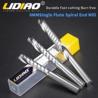 LIDIAO 10PC 6mm Shank Milling Cutter ขลุ่ยเดี่ยวเกลียว End Mill ทังสเตนเหล็ก CNC แกะสลักเราเตอร์ Bit Woodworking เครื่องมือ