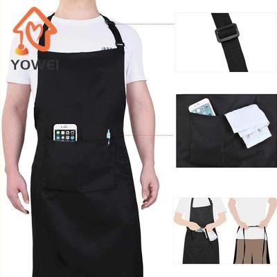 1 Pc Men Lady Woman Black Apron Home Kitchen Chef Aprons Restaurant Cooking Baking Dress Apron With Pockets Kitchen Apron Aprons