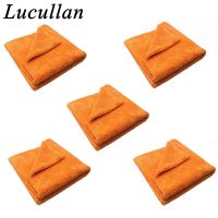 Lucullan ผ้าขนหนูหนา40X40ซม. ผ้ากำมะหยี่ไม่มีขอบสำหรับดูแลรถยนต์ผ้าขนหนูไมโครไฟเบอร์ชุดทำความสะอาดขัดมีรายละเอียดการอบแห้ง