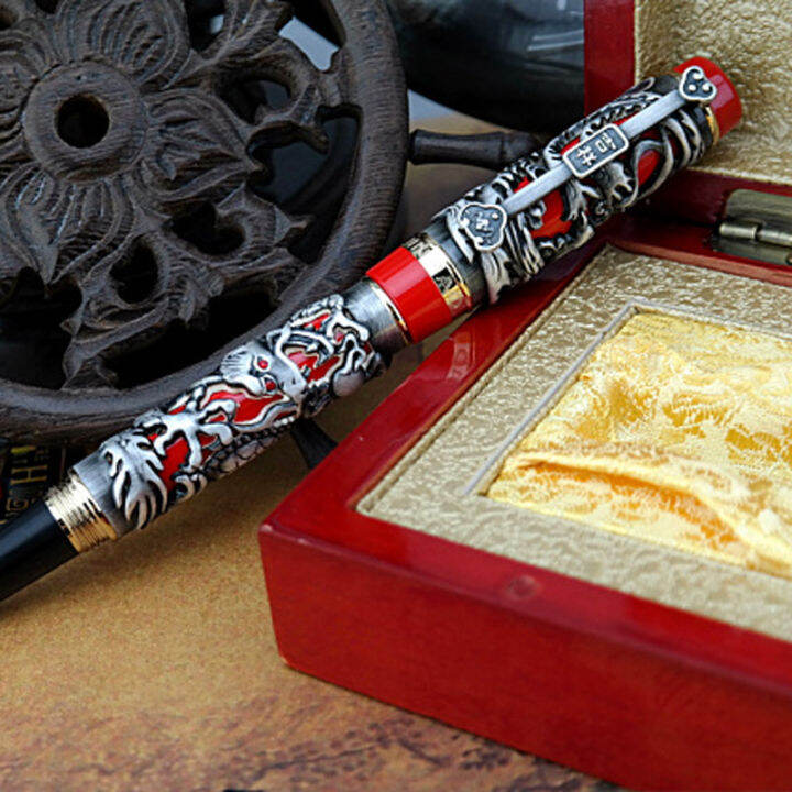 jinhao-noblest-dragon-and-phoenix-red-and-grey-fountain-pen-crystal