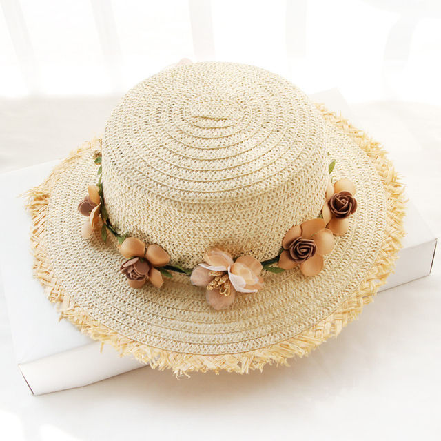 hot-2019-parent-child-women-hat-sun-hat-panamanian-style-visor-girl-hat-with-flowers-bow-straw-tassel-hat-foldable-ribbon-cap-mujer