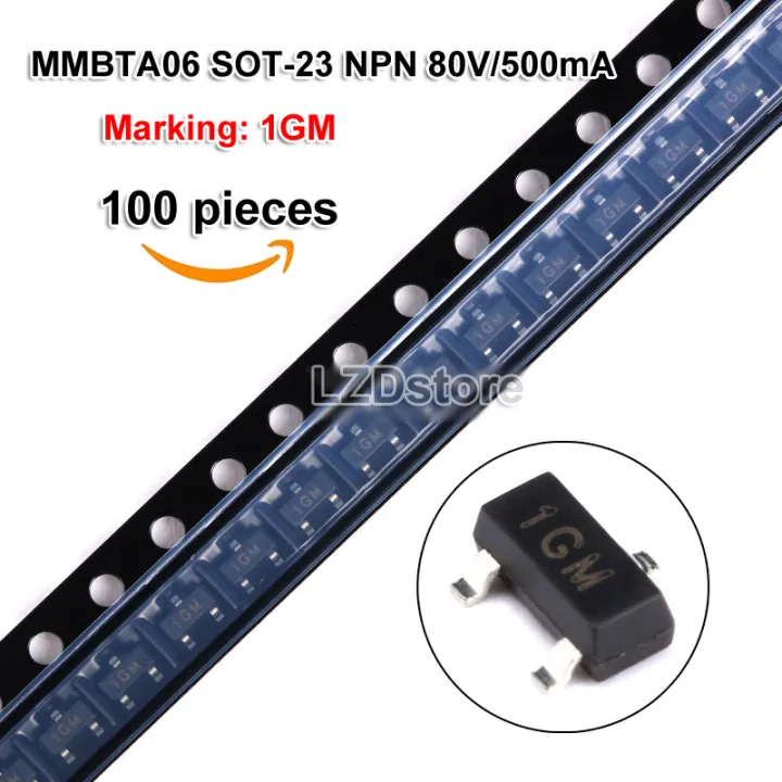 20Pcs/100Pcs MMBTA06 1GM SOT-23 MMBTA06LT1 SOT23 NPN 80V/500mA SMD ...