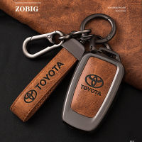 ZOBIG โลหะผสมสังกะสีหนังสำหรับ Toyota Key Fob พร้อมพวงกุญแจแฟชั่น Fit Toyota Cross RAV4 Camry Corolla Original รีโมทคอนโทรล Key Shell