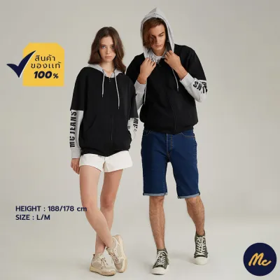 Mc JEANS เสื้อกันหนาว ฮู้ดดี้ Unisex สีดำ MJHP186