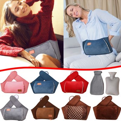 3 Sets of Hot Water Bottle with Waist Cover Winter Warm Soft Plush PVC Water Bag Pouch for Pain Relief Neck Menstrual Cramps