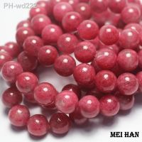 Meihan natural Genuine Brazil Red Rhodonite smooth round stone charm beads for jewelry making design DIY bracelet necklace