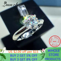 With Certificate Luxury 18K White Gold Ring Original 1.0ct Zirconia Diamond Wedding Band Silver 925 Jewelry To Women Love Gift