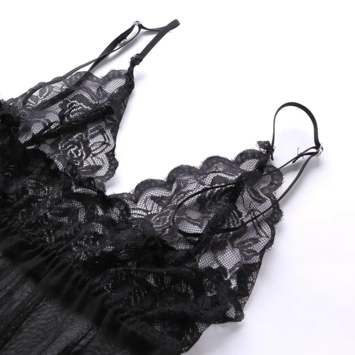 ∋ Secret packaging. ( Free Panty )Women's Lace Sex Nighties Split Dress ...