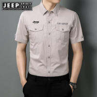 JEEP SPIRIT 1941 ESTD เสื้อแขนสั้นเรียบง่ายเสื้อทำงานหลวมๆเสื้อโปโลลำลองคอเสื้อผ้าฝ้าย